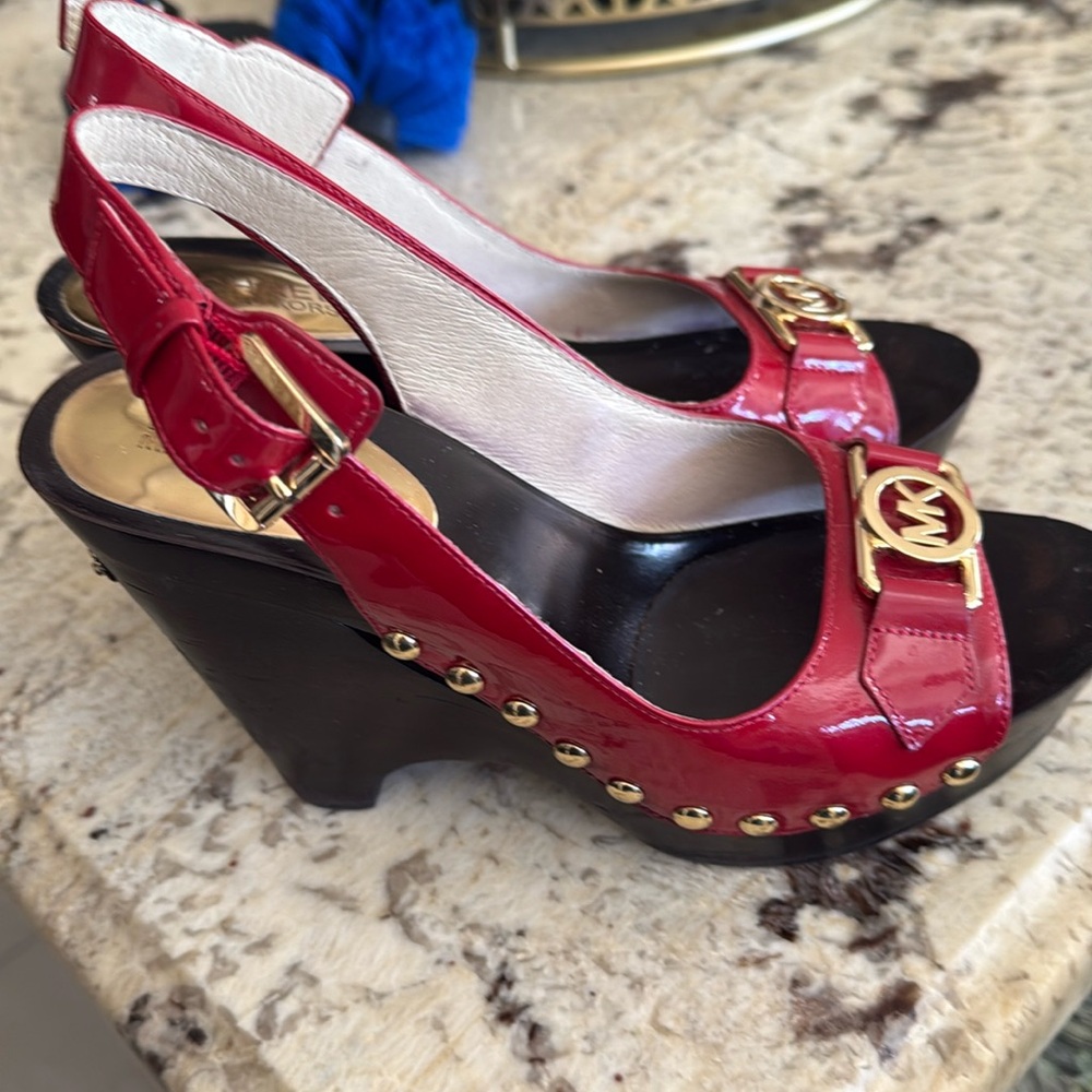 Michael Kors red and gold sandals